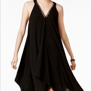 SLNY new black handkerchief -hem V neck shift